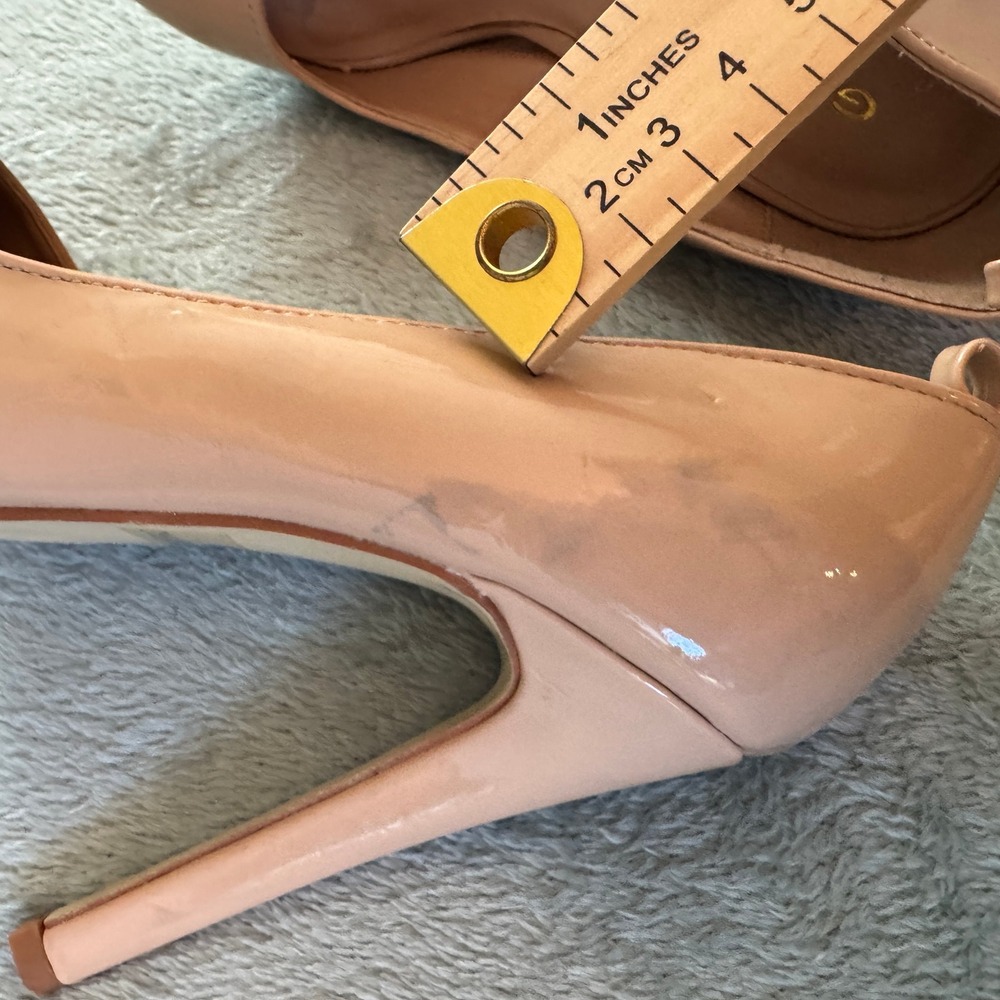 Glaze Womens Pointed Toe Pump 8.5 Nude Patent Faux Leather Stiletto Heel - Picture 14 of 16